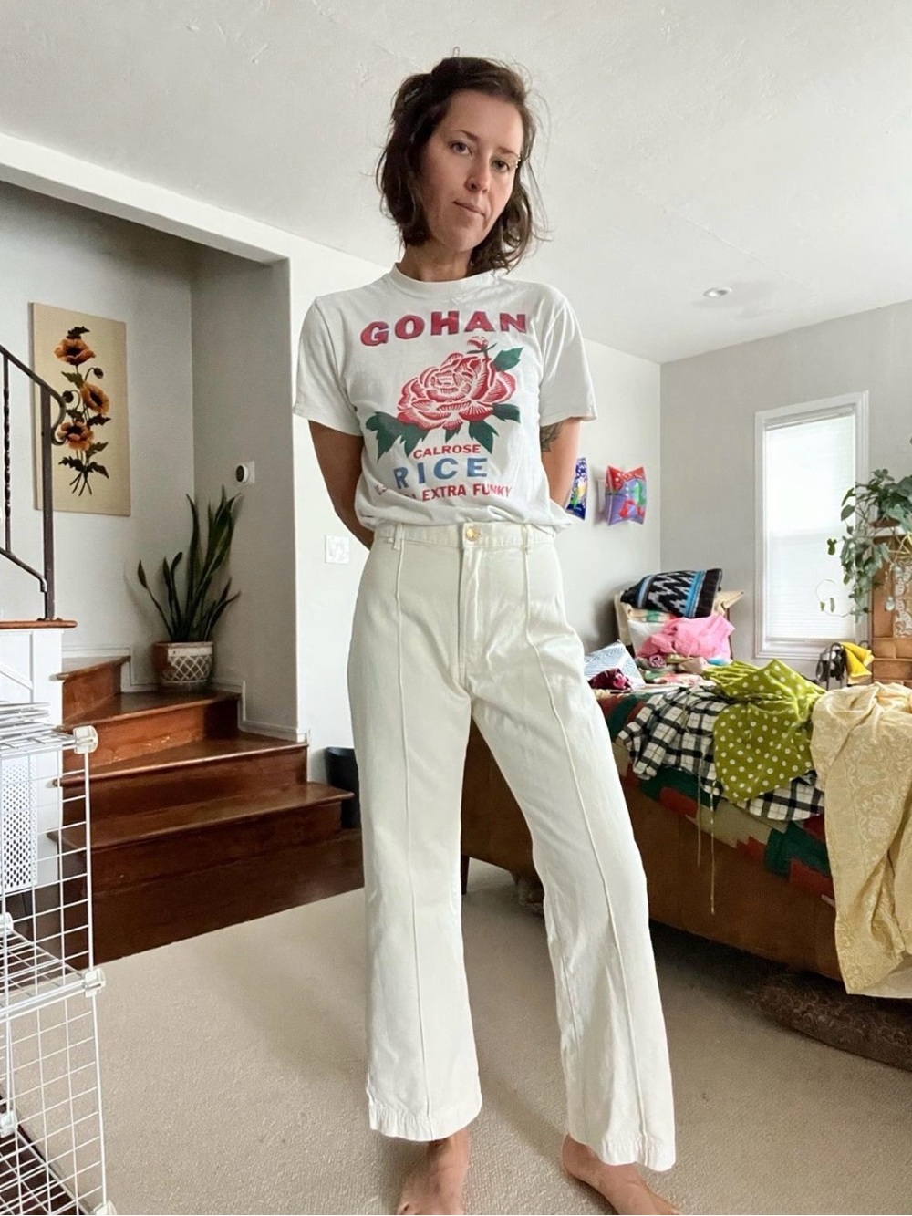 Women's Western pants - High-Rise Wide Leg Pants in Off-White